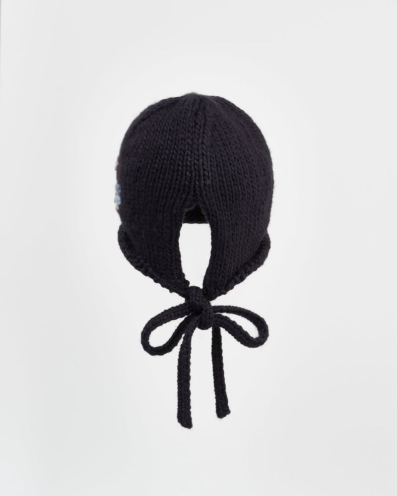 Forget-Me-Not Knitted Navy Bonnet