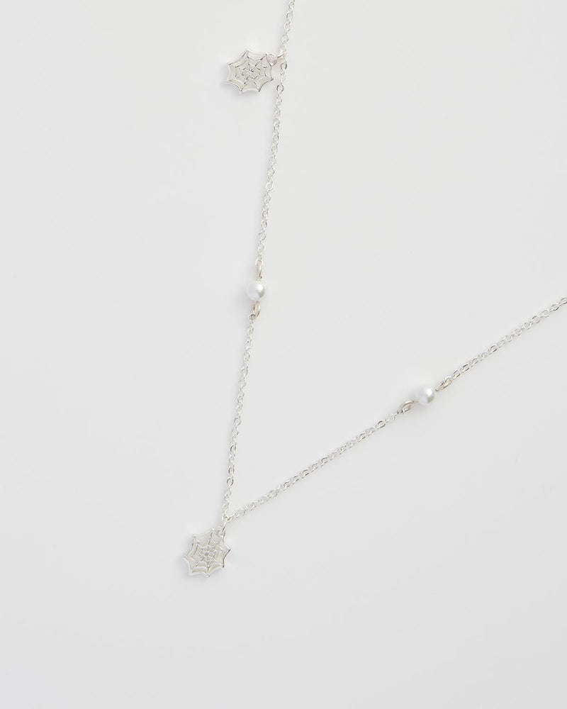 Collana Ragnatela & Perle Argento