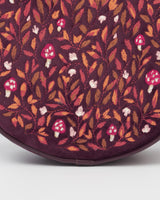 Magical Mushroom Embroidered Burgundy Velvet Circle Bag