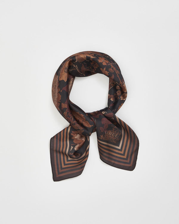 Deco Blooms Black Square Scarf