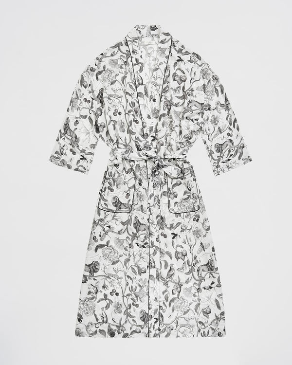 Kimono Lungo Albero della Vita Bianco e Nero