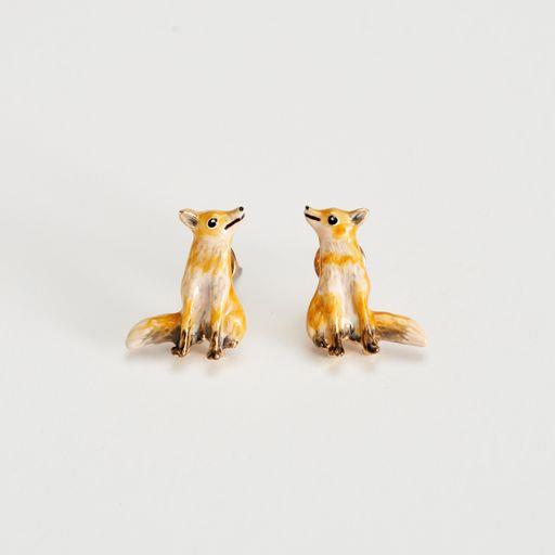 FABLE Enamel Fox Stud Earrings - Hanging Box