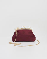 Victoriana Embroidered Burgundy Satin Clutch Bag