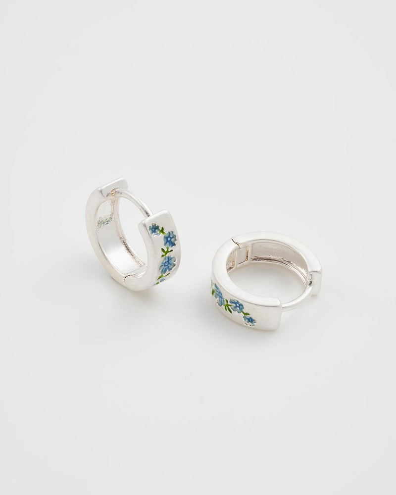 Forget Me Not Silver Mini Hoop Earrings