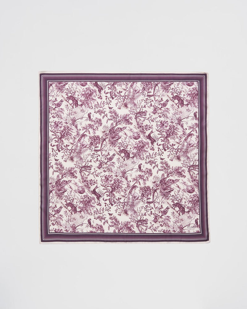 Wolf Garden Toile Burgundy Square Scarf