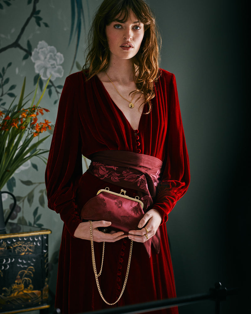 Pochette Vittoriana Satinata Bordeaux