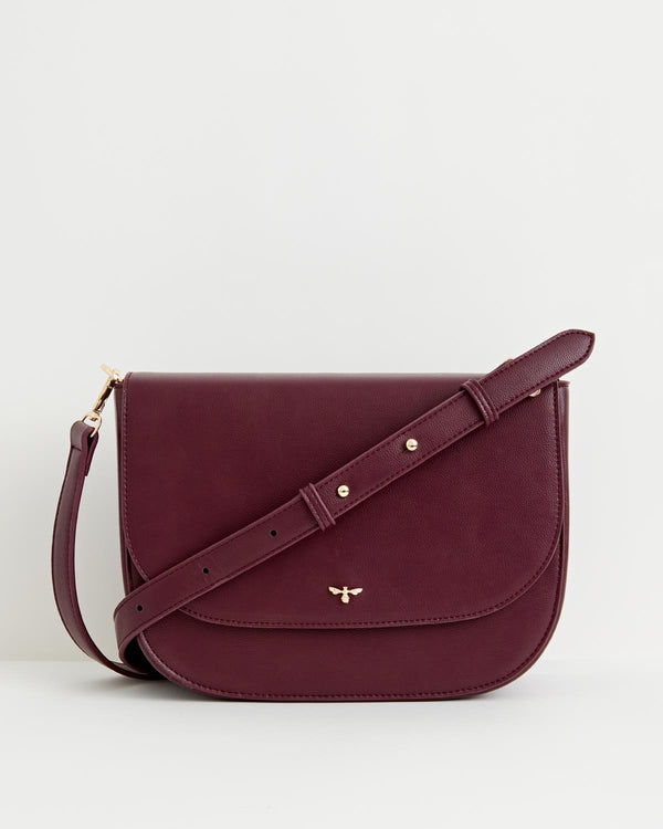 Nina Messenger Handbag Burgundy Vegan Leather