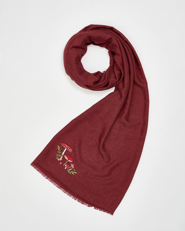 Pashmina Magical Mushroom Bordeux Ricamata