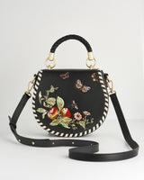 Cameo Apple Leather Saddle Bag - Black