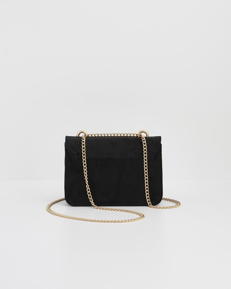 Floral Ditsy Embroidered Black Velvet Bag