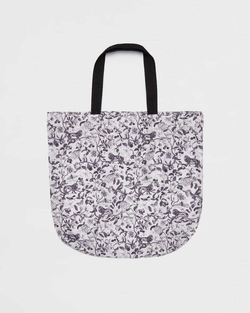 Borsa Tote in Nylon Albero della Vita Bianco e Nero