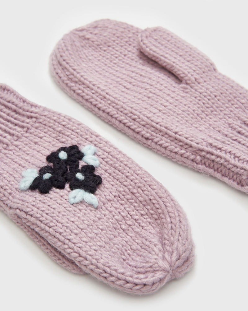 Forget-Me-Not Knitted Lilac Mittens