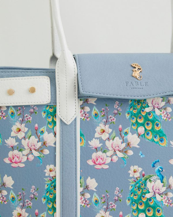 Borsa Tote Stampa Pavone