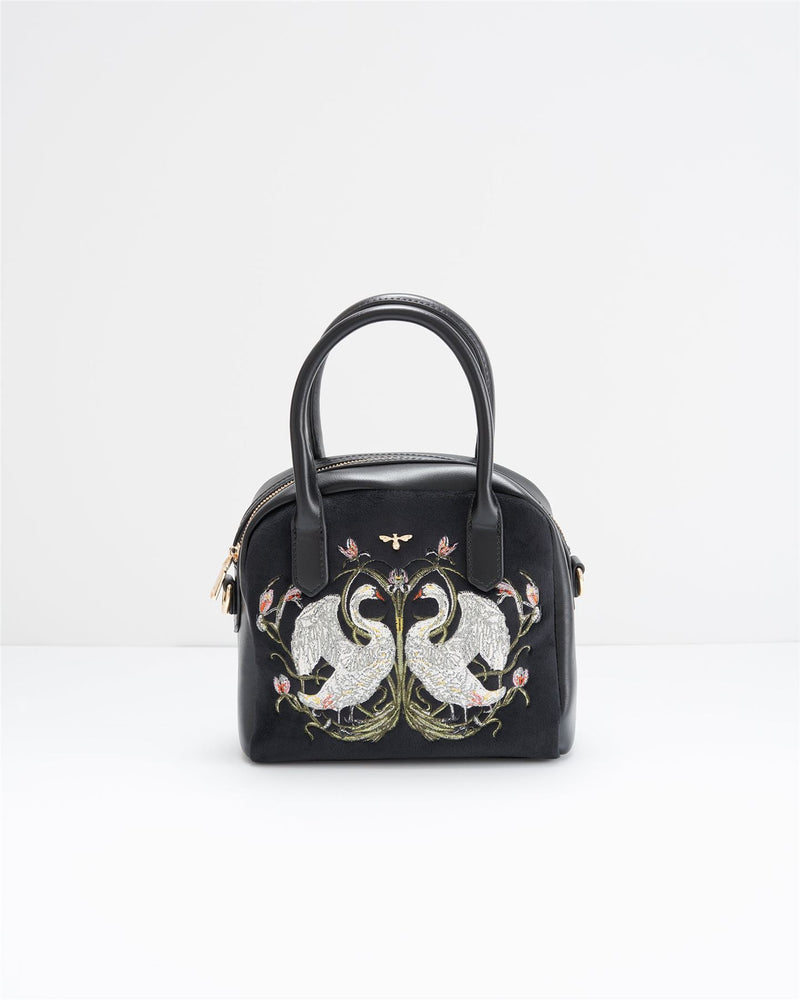 Mini Borsa Bowling Eloise Cigno Ricamato