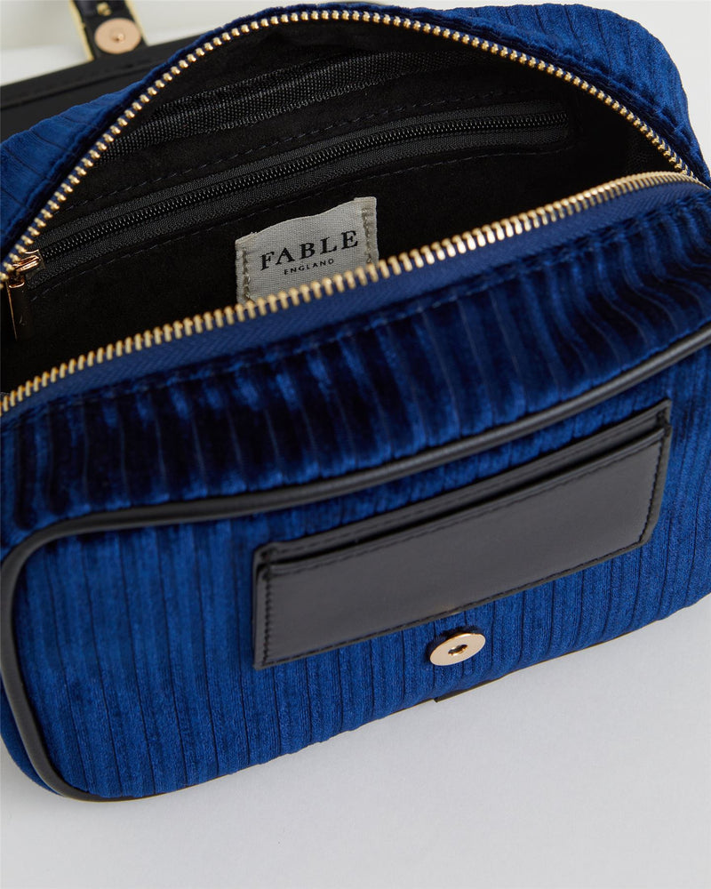 Camera Bag Vivianne in Velluto - Blu Zaffiro