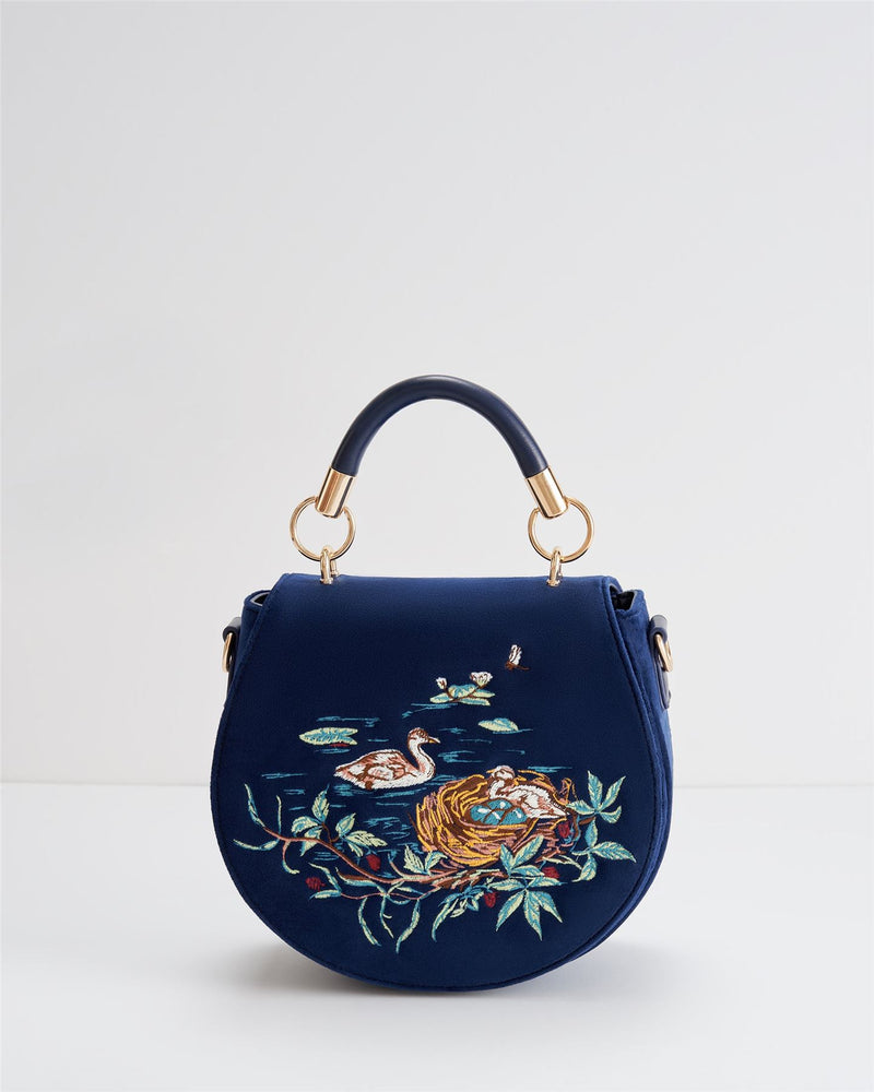 Borsa Saddle Rebecca Ricamo Lago