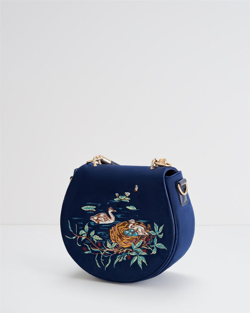 Borsa Saddle Rebecca Ricamo Lago